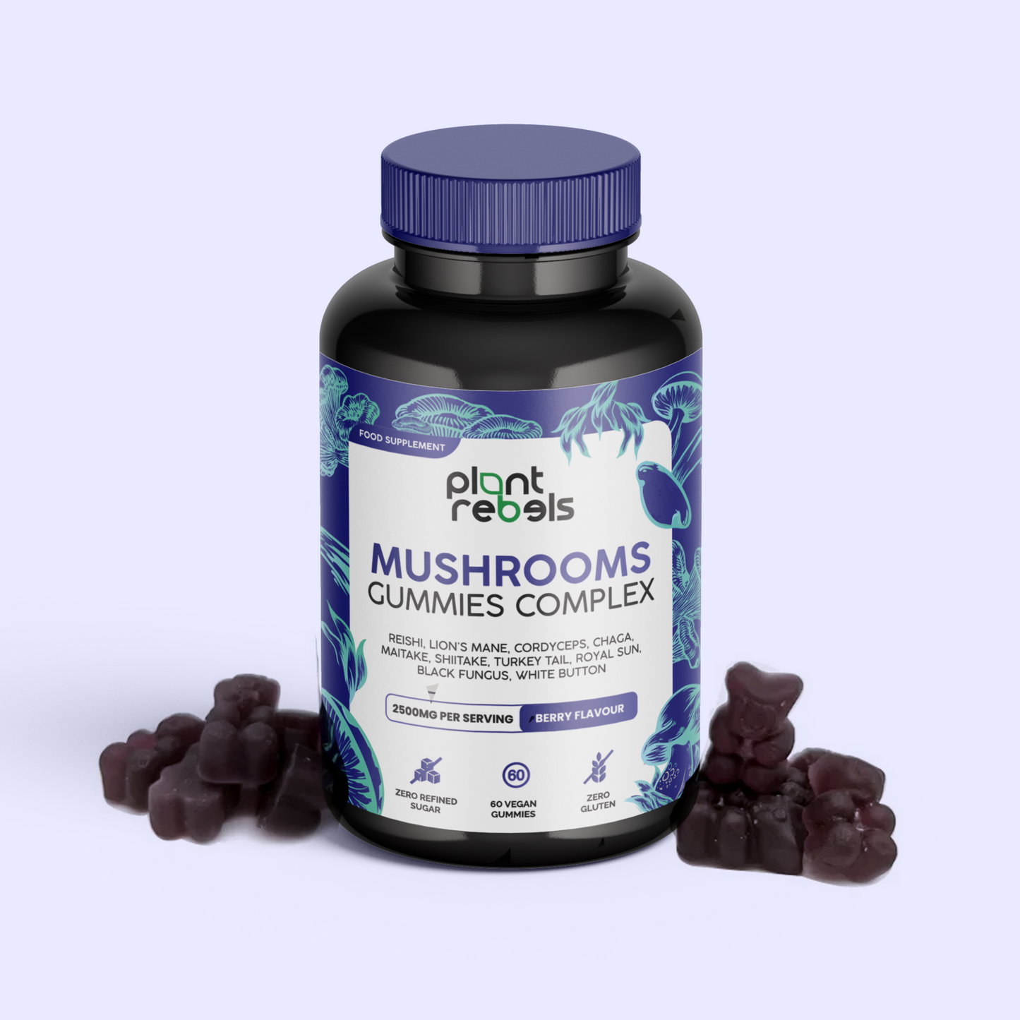 Vegan Mega Mushroom Gummies with 10 Mushrooms - Berry Flavour